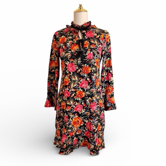 Sandro Dresses & Skirts - Valentine’s Day! Sandro Paris Doreen Mini Dress 100% Silk Dark Floral Size Small